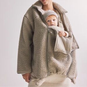H&M Babywearing Before and After Sherpa Teddy Jacket